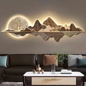 مصمم الجدار شنقا أدى تصور فني قاعة جبلية ثلاثية الأبعاد معلقة على الحائط لوحة Designer Wall Hanging LED Art Concept 3D Mountain Hall Hanging Wall Panel