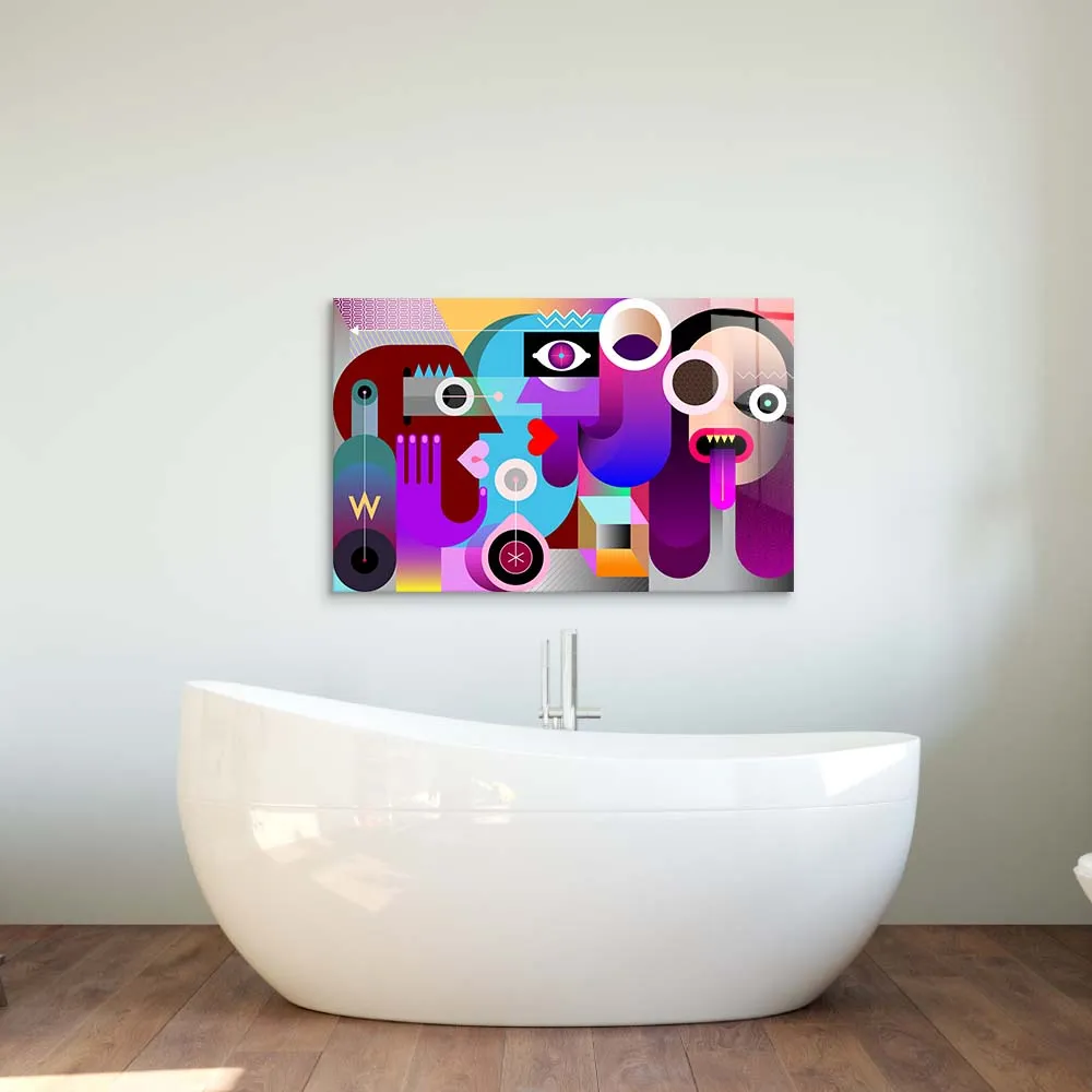 Abstract Drunk Women Glass Wall Art