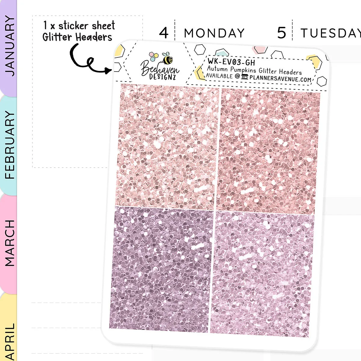 Autumn Pumpkin Glitter Header Stickers