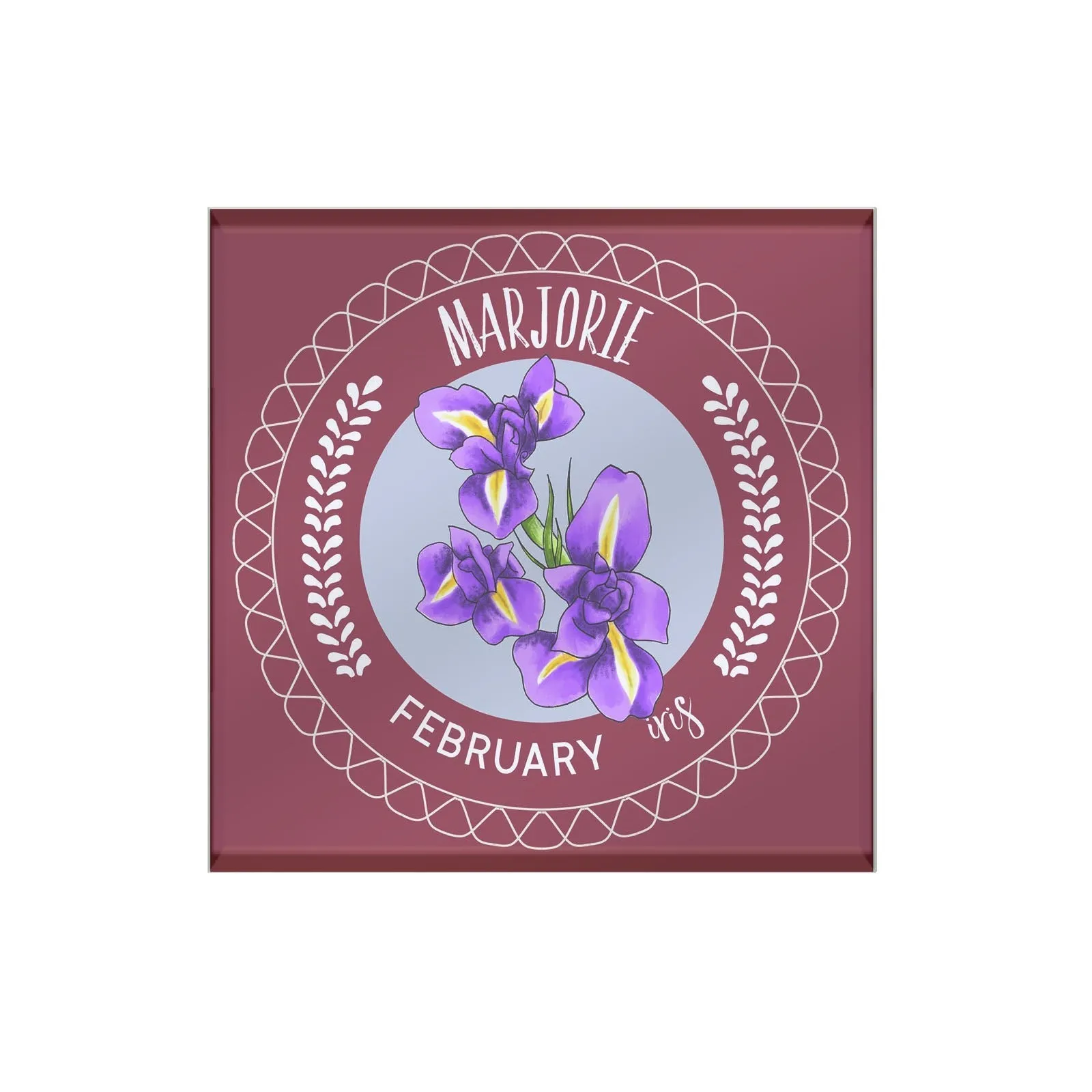 Birth Flower Glass Coaster