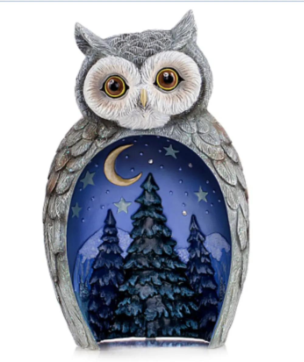 Blake Jensen Owl Family Nesting Trio Figurine Set with Swarovski Crystals by The Hamilton Collection