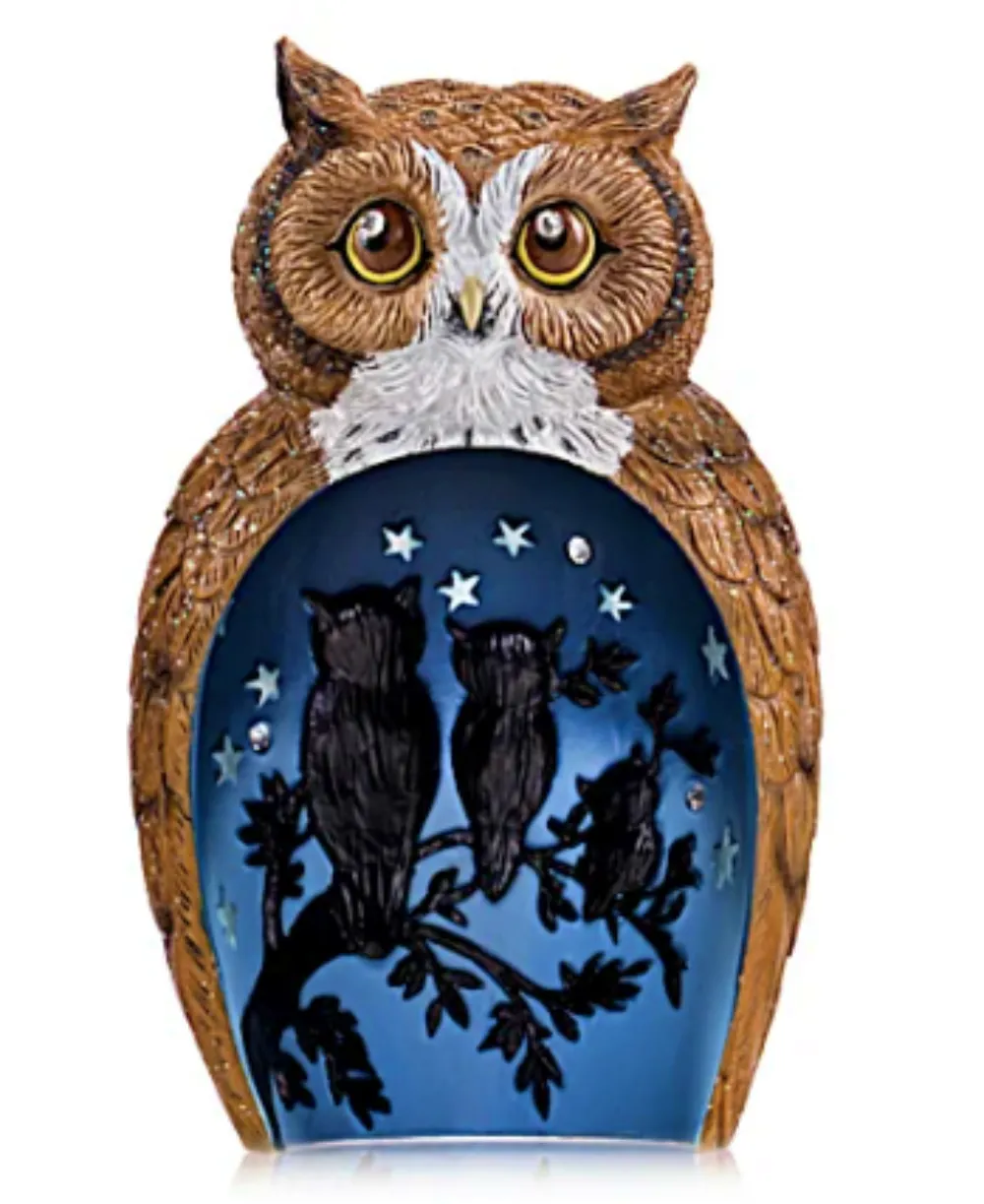 Blake Jensen Owl Family Nesting Trio Figurine Set with Swarovski Crystals by The Hamilton Collection