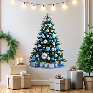 Blue and Silver Christmas Tree Wall Decal | Interactive Holiday Wall Sticker | Write Your Wishes | Festive Vinyl Decor Kids Room Wall Art *!