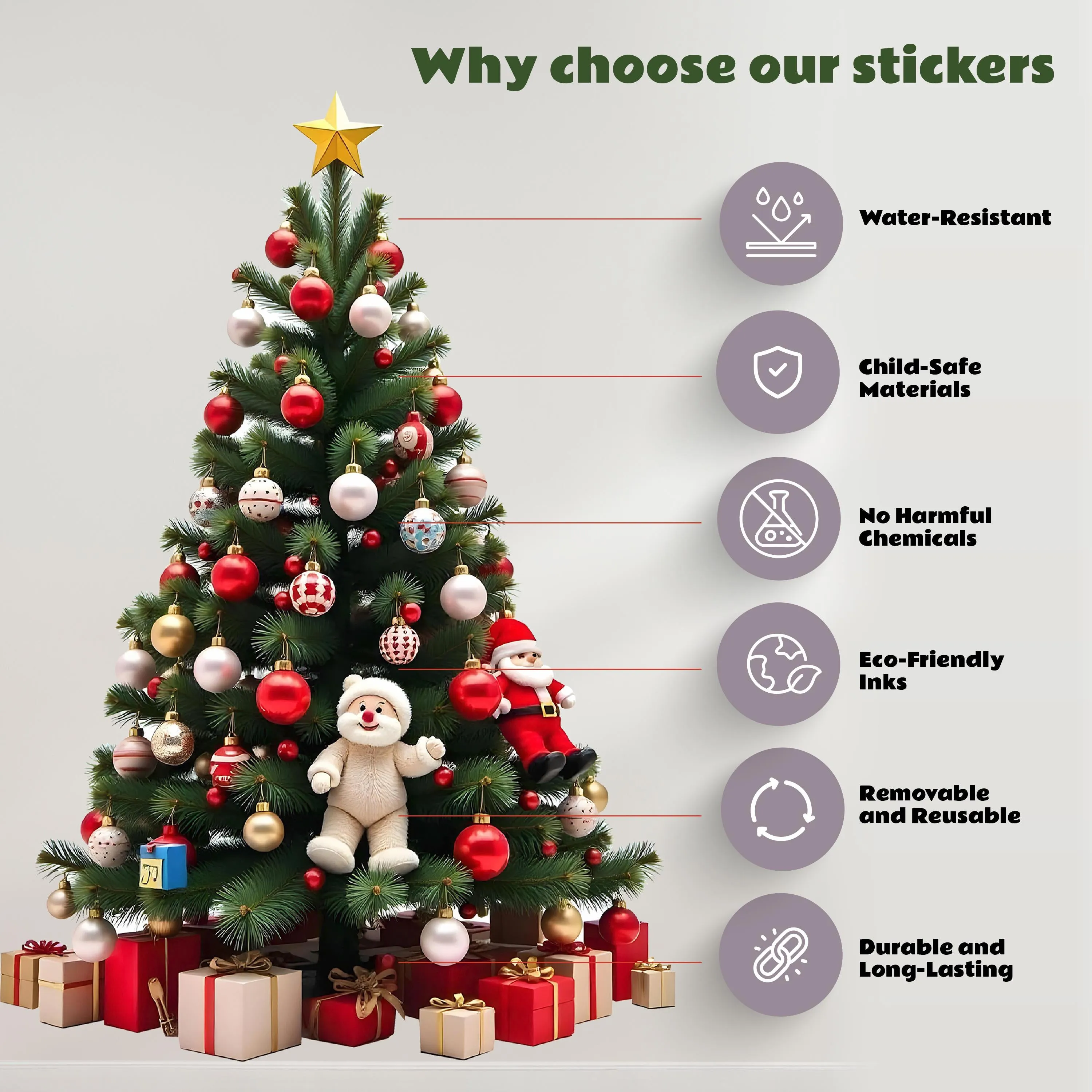 Christmas Sticker Set | Personalized Holiday Bottle, Chocolate & Gift Box Labels | Christmas Tree Wall Decal | Festive Family Party Decor *!