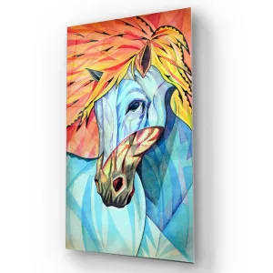 Colourful Horse Abstract Art Painting Glass Wall Art