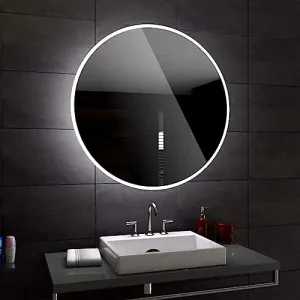 DAZZLIZE MIRROR Stylish Round Wall Mirror Indoor Decor Mirror for bedroom, with Wash Basin and Full Clarity Mirror 3 changing led lights (warm, white, and natural white) and size (15x15).