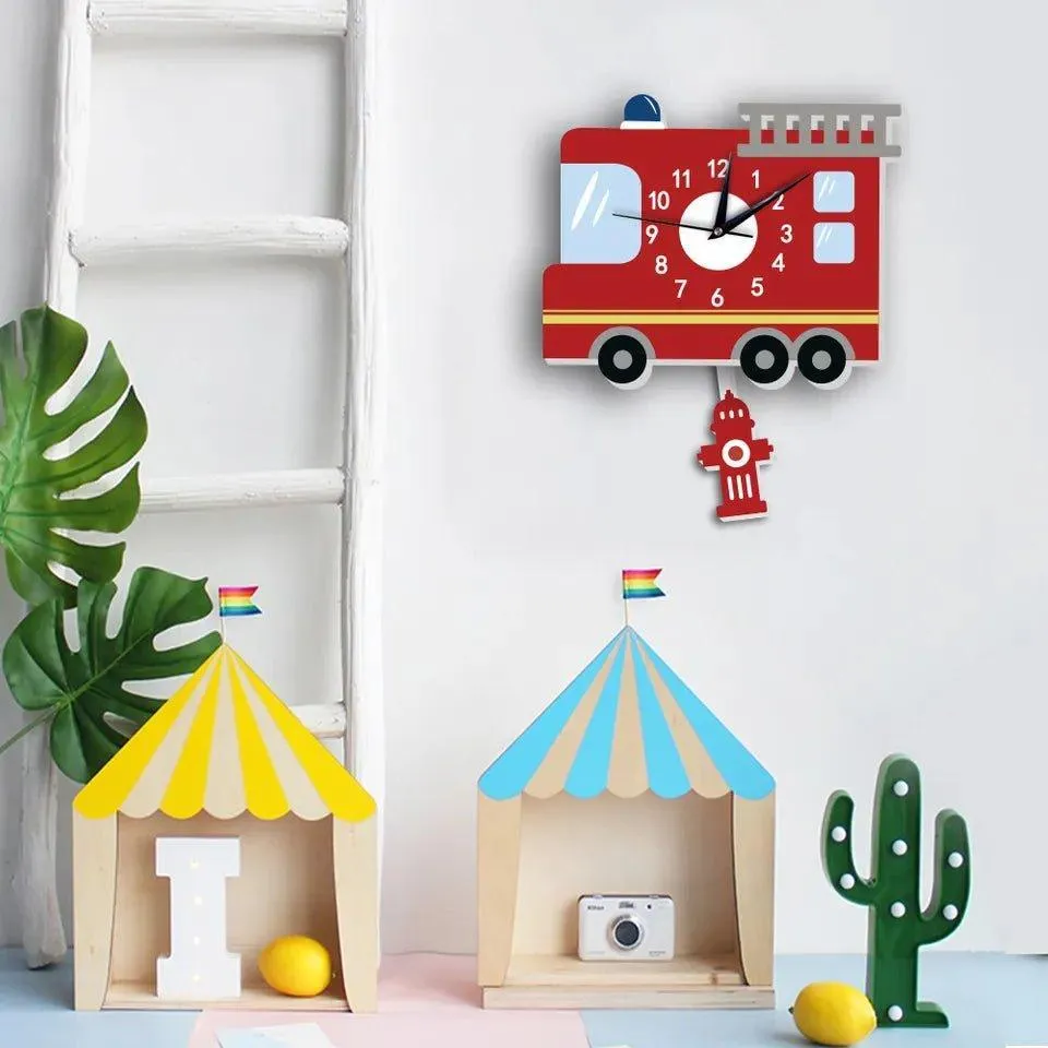 Fire Truck Kid's Wall Clock