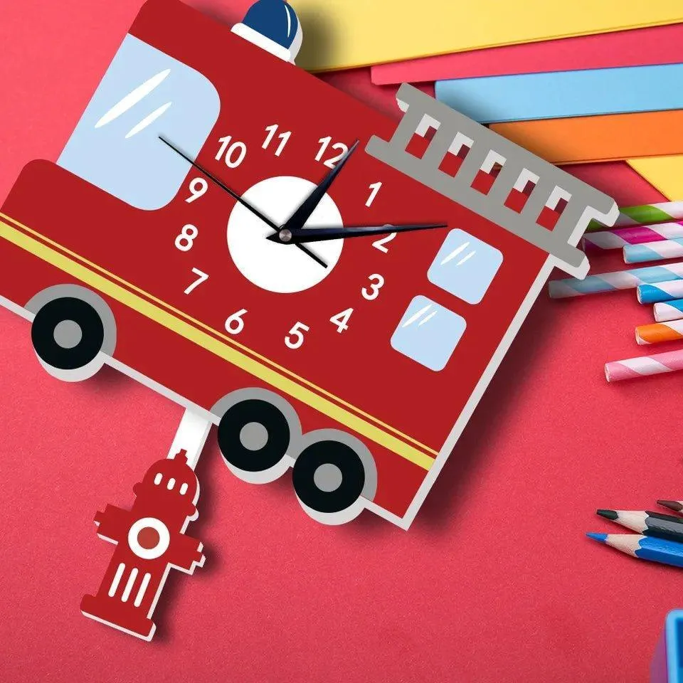 Fire Truck Kid's Wall Clock