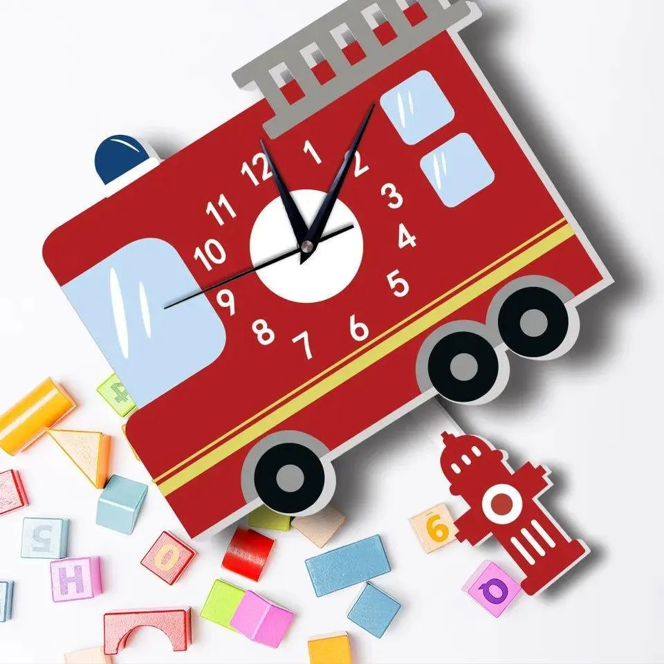 Fire Truck Kid's Wall Clock