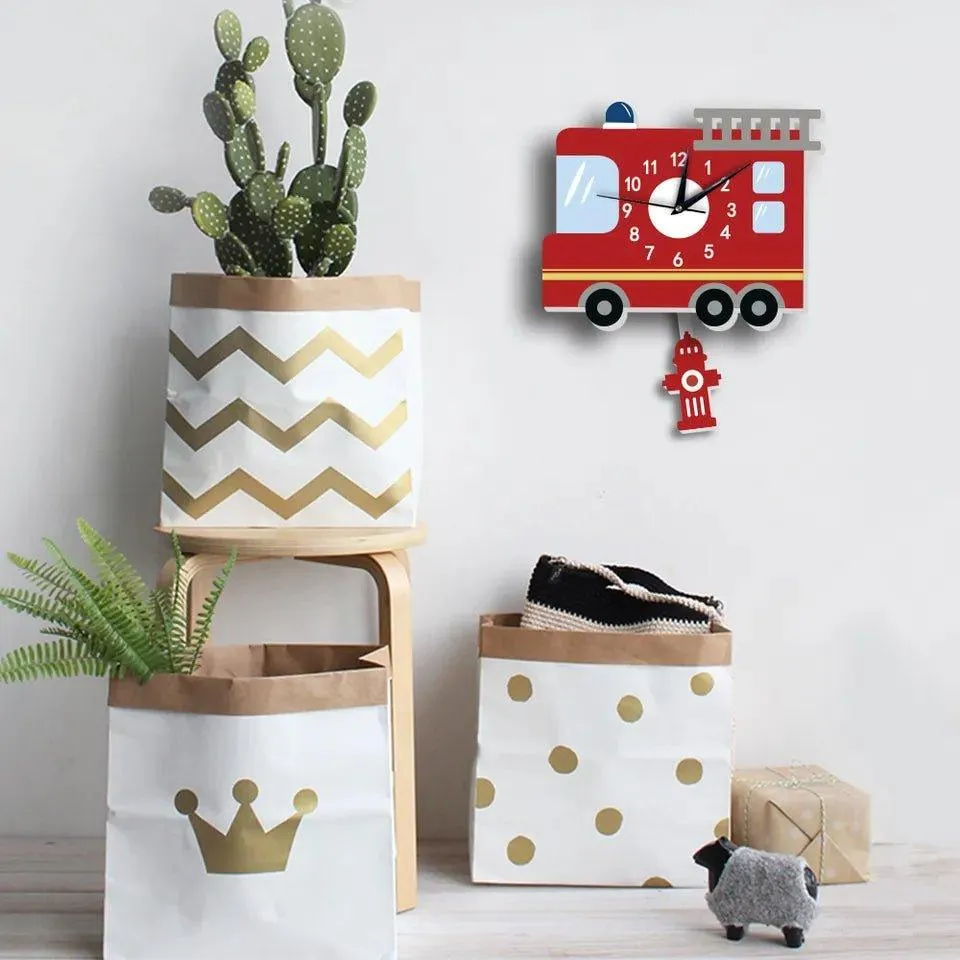 Fire Truck Kid's Wall Clock