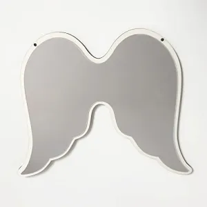 GAH Nordic Acrylic Decorative Wall Vintage Carved Hanging Mirror Angel Wings