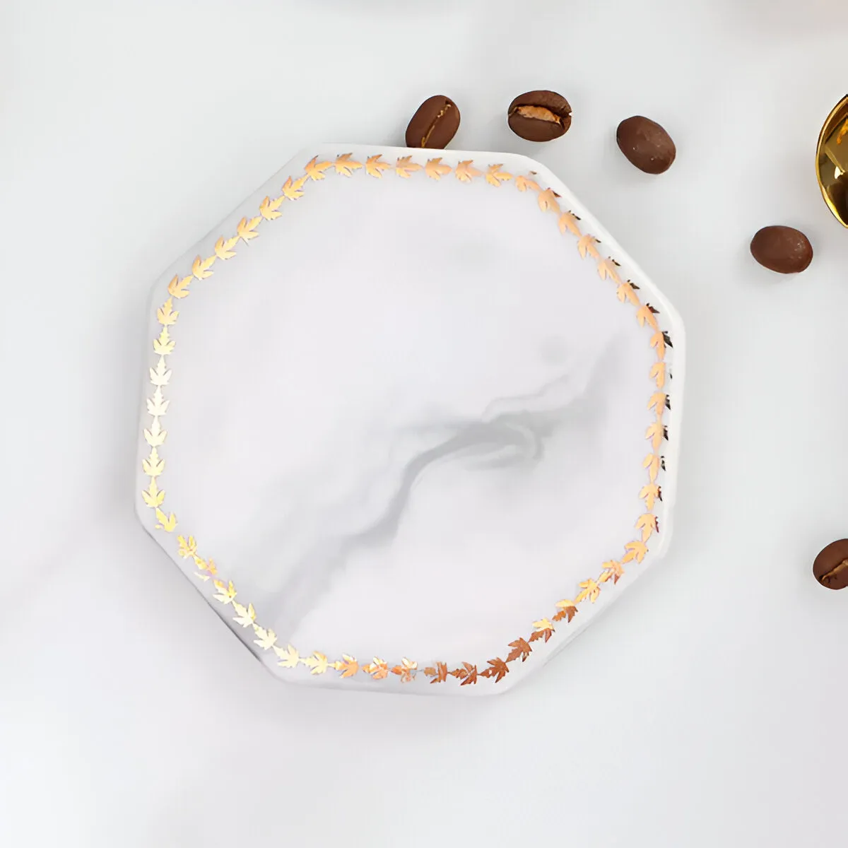 Golden Edge Marble Ceramic Coasters