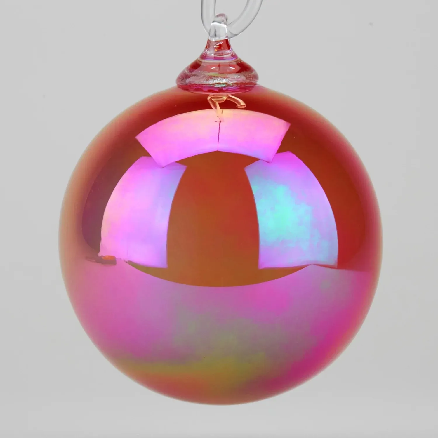 Handblown Set of Three Opaque Ornaments in Candy Apple, Diamond Candy Apple, and Candy Apple Twist 1 by Glass Eye Studio