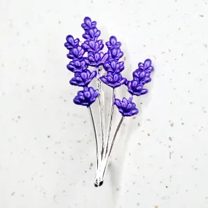 Handcrafted Lavender Brooch in Silver