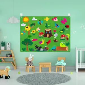 Importikaah Felt Early Learning Supplies: Kids Gift Play Kit - Insect Story Set with Wall Stickers