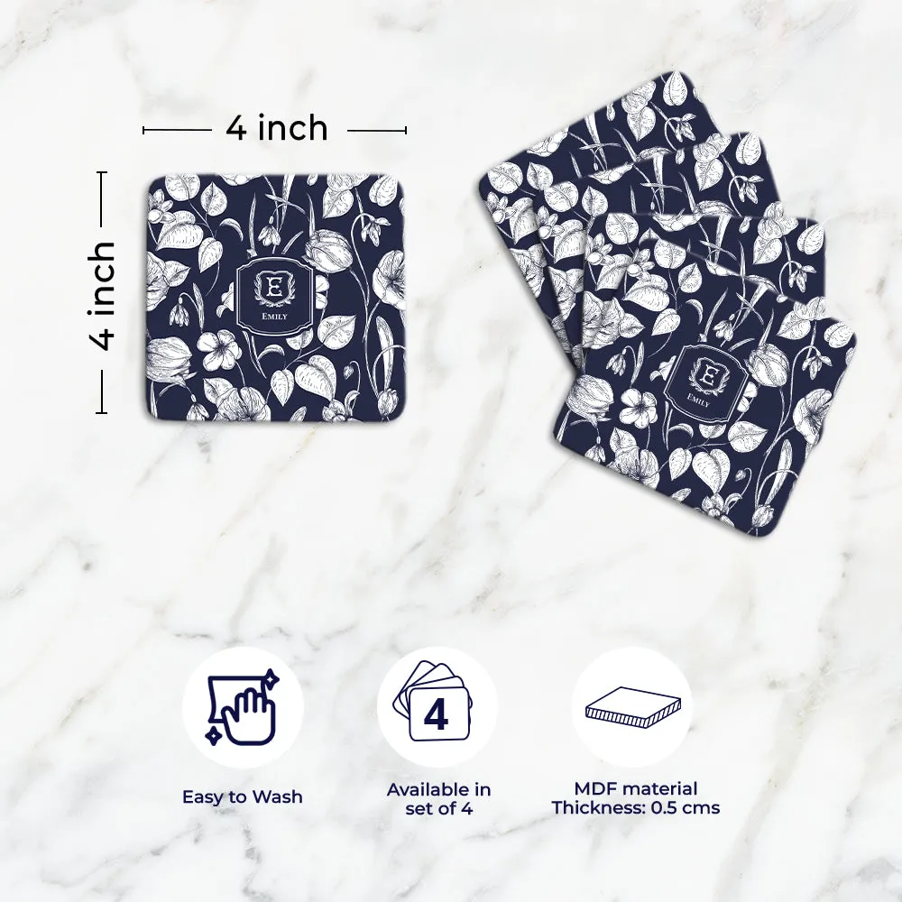 Ink Botanica Tableware Set (4 Placemats & 4 Casters)