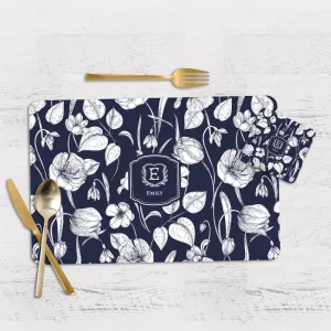 Ink Botanica Tableware Set (4 Placemats & 4 Casters)