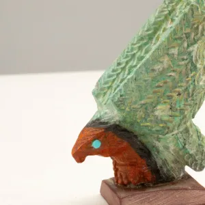 Jon Quam Turquoise Handmade Zuni Fetish Hawk Carving