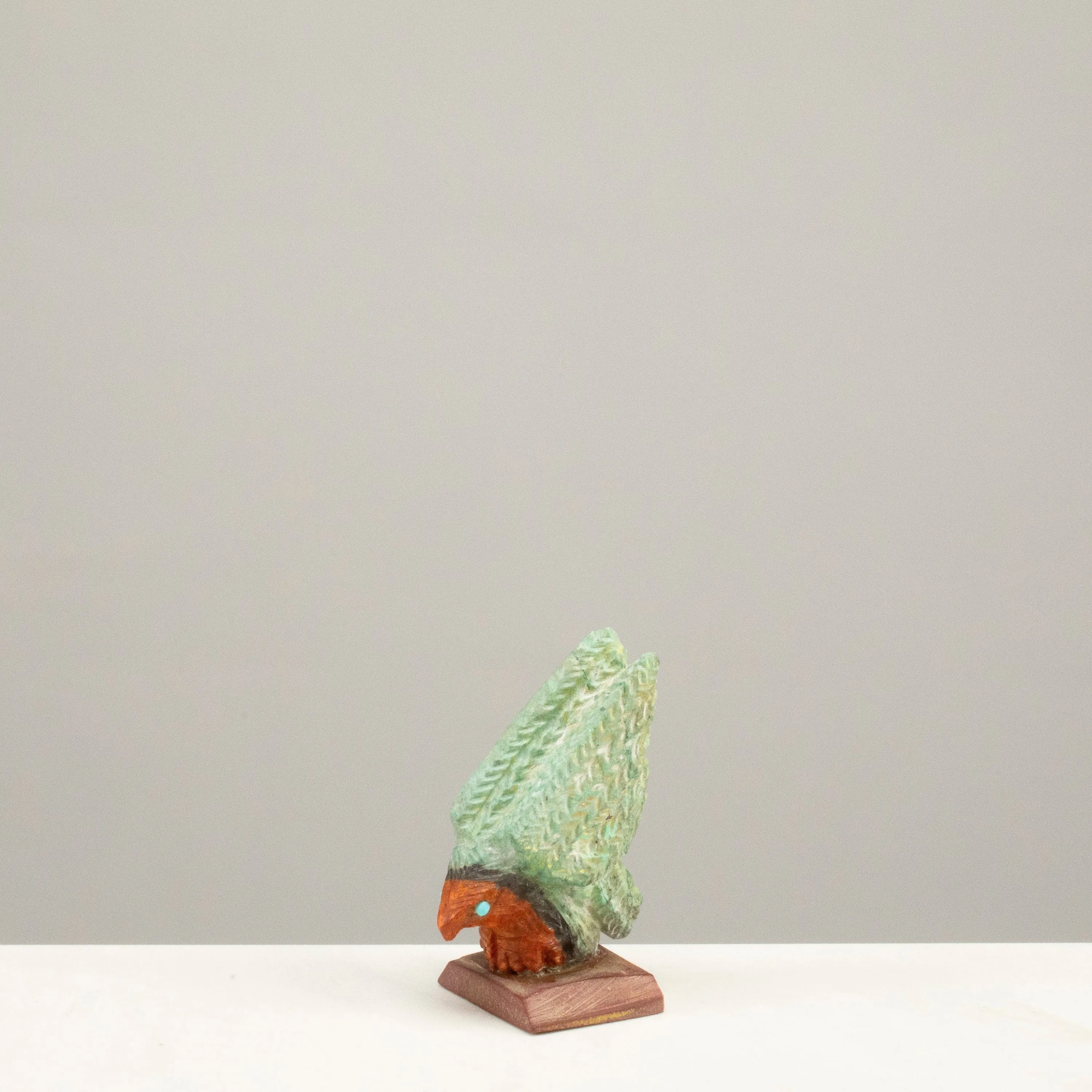 Jon Quam Turquoise Handmade Zuni Fetish Hawk Carving