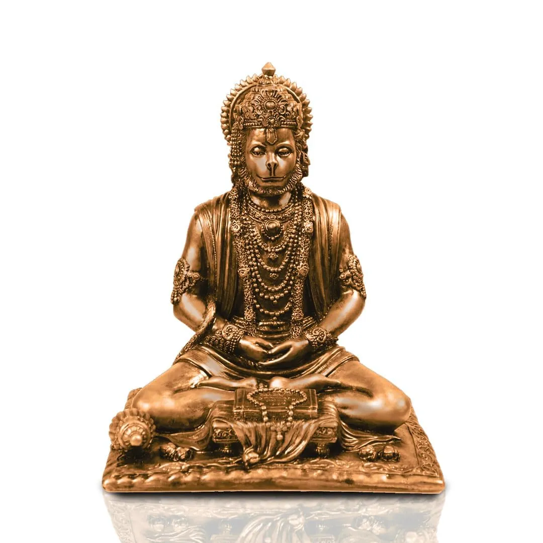 Meditating Sitting Lord Hanuman Ji Murti, Hanuman Idol .Bajrang Bali Murti for Mandir Setting Meditated Hanuman for Pooja Room (Golden)