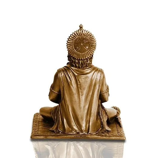 Meditating Sitting Lord Hanuman Ji Murti, Hanuman Idol .Bajrang Bali Murti for Mandir Setting Meditated Hanuman for Pooja Room (Golden)