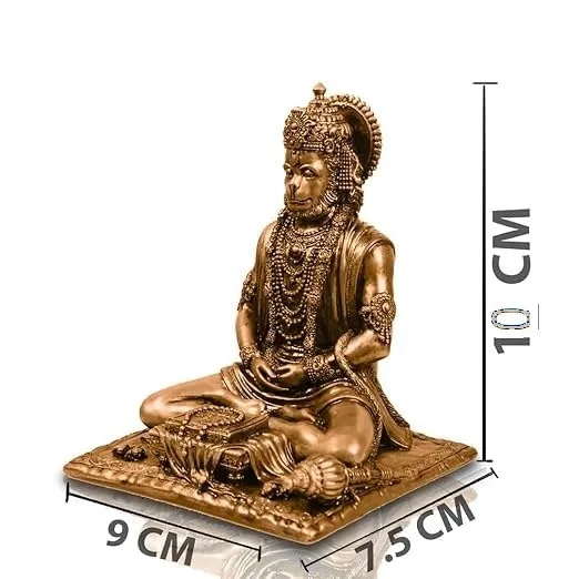 Meditating Sitting Lord Hanuman Ji Murti, Hanuman Idol .Bajrang Bali Murti for Mandir Setting Meditated Hanuman for Pooja Room (Golden)