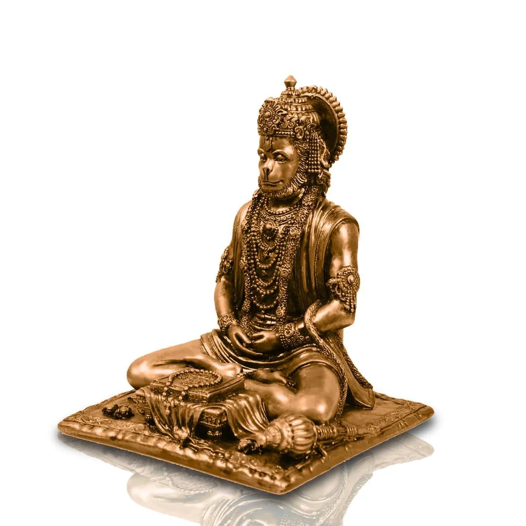 Meditating Sitting Lord Hanuman Ji Murti, Hanuman Idol .Bajrang Bali Murti for Mandir Setting Meditated Hanuman for Pooja Room (Golden)