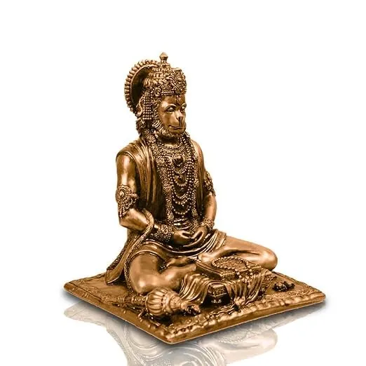 Meditating Sitting Lord Hanuman Ji Murti, Hanuman Idol .Bajrang Bali Murti for Mandir Setting Meditated Hanuman for Pooja Room (Golden)