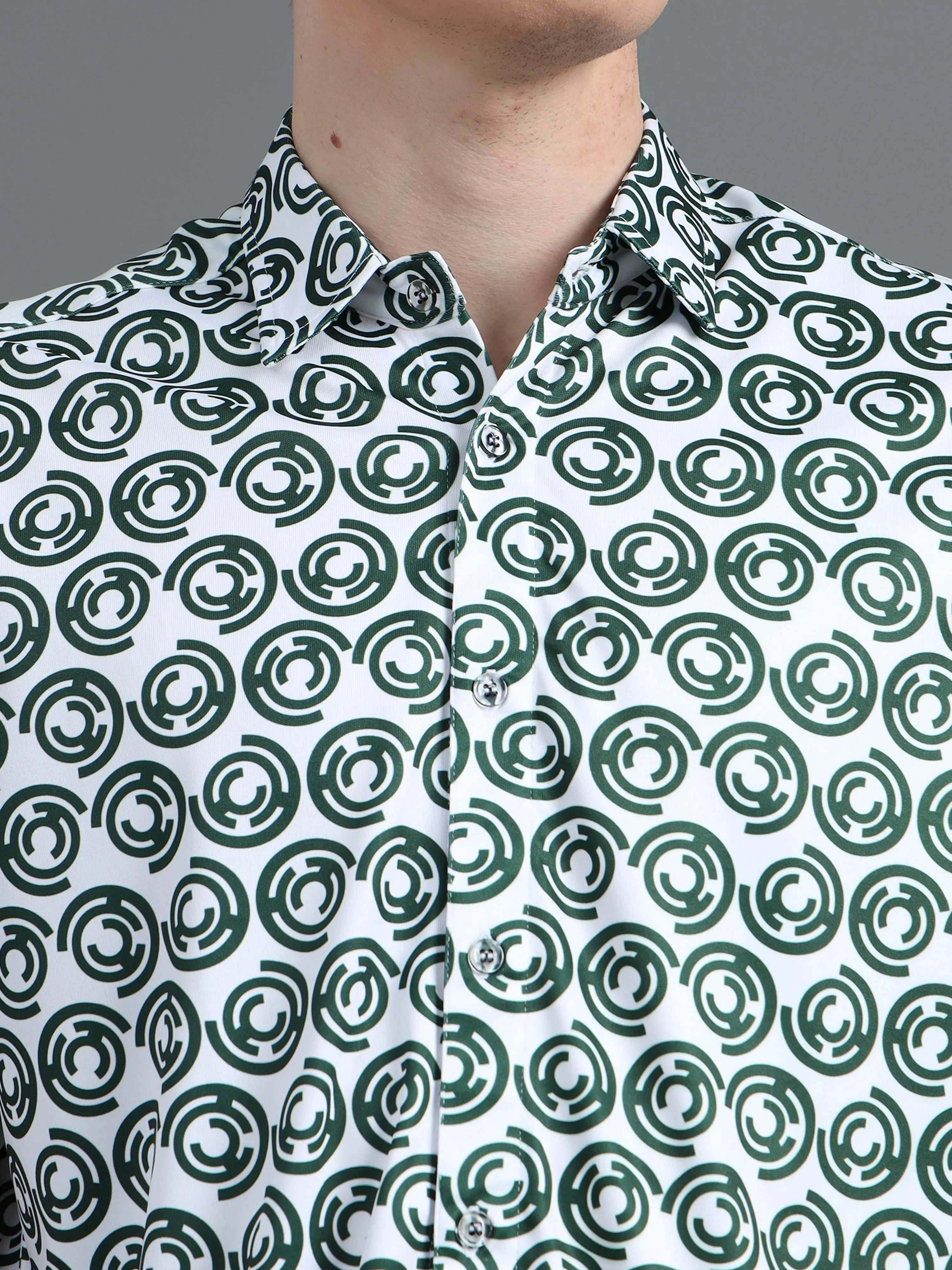 Men's rPET Quirky Circle Printed Casual Half Sleeve Shirt