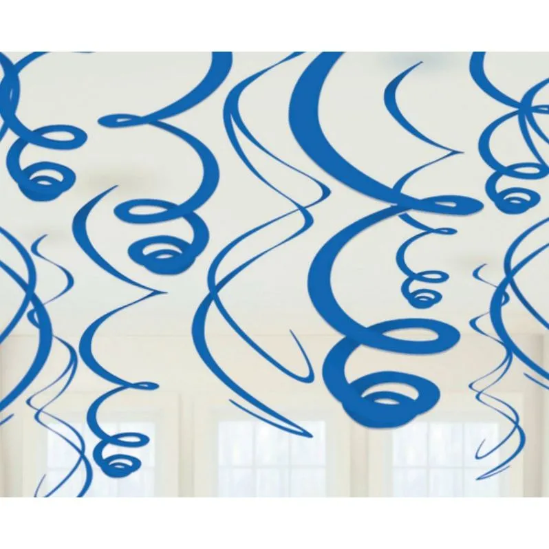 Plastic Swirl Decorations - Bright Royal Blue