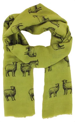 Scarf - Sheep Pattern ~ Green