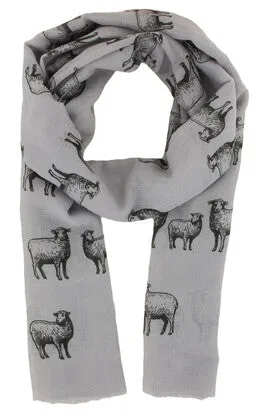 Scarf - Sheep Pattern ~ Grey