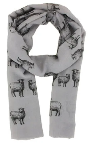 Scarf - Sheep Pattern ~ Grey