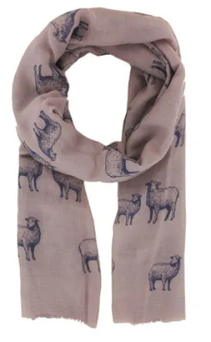 Scarf - Sheep Pattern ~ Plum