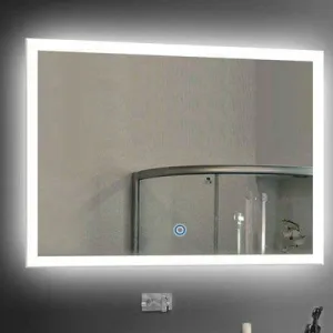 UNIQUE MIRROR led wall mirror for Bathroom and Bedroom with Three Leds Light-controlled wash mirror, anti-fog beautiful mirror, and three-color adjustable modern mirror and shape (24x30) inch W1.