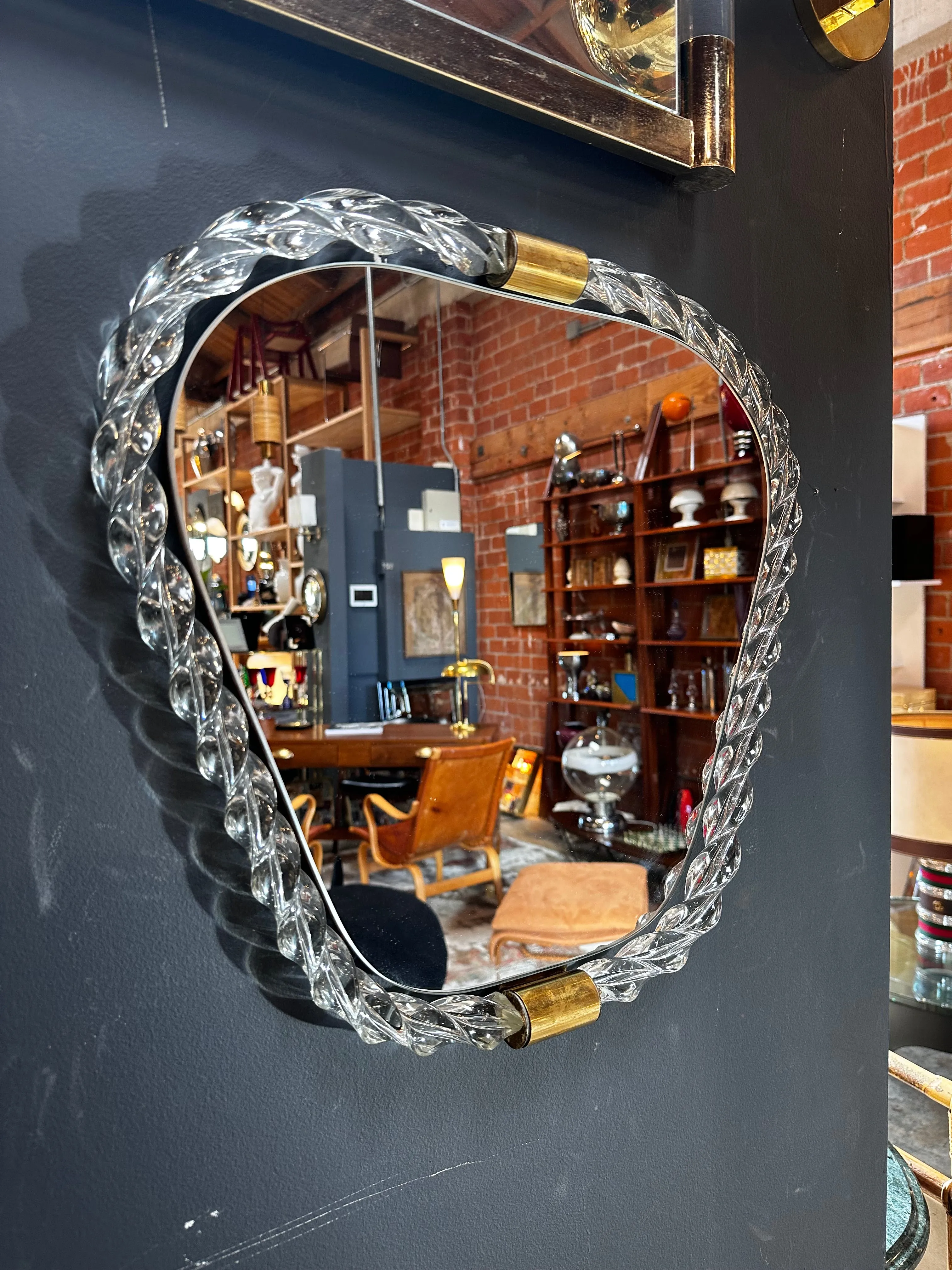 Vintage Italian Mid Century Murano Wall Mirror 1940s