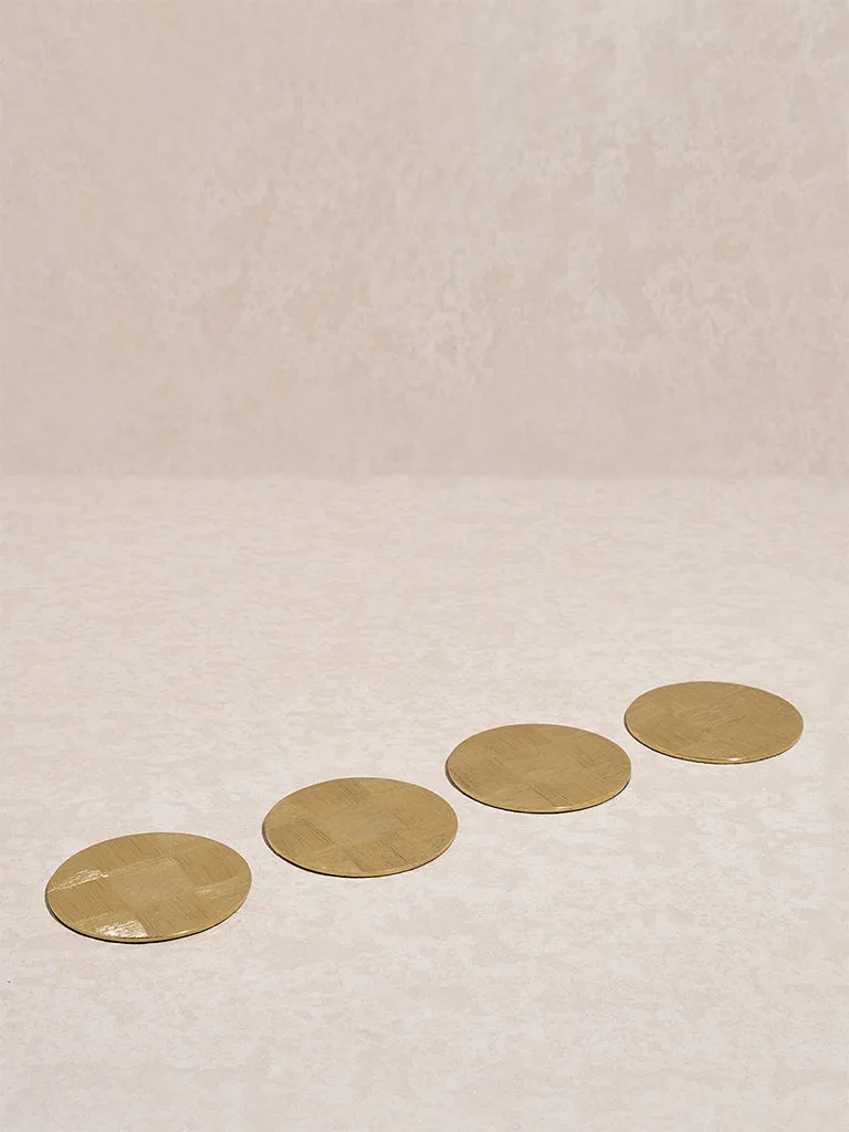 Westside Home Gold Self -Checkered Coasters (Set of 4)