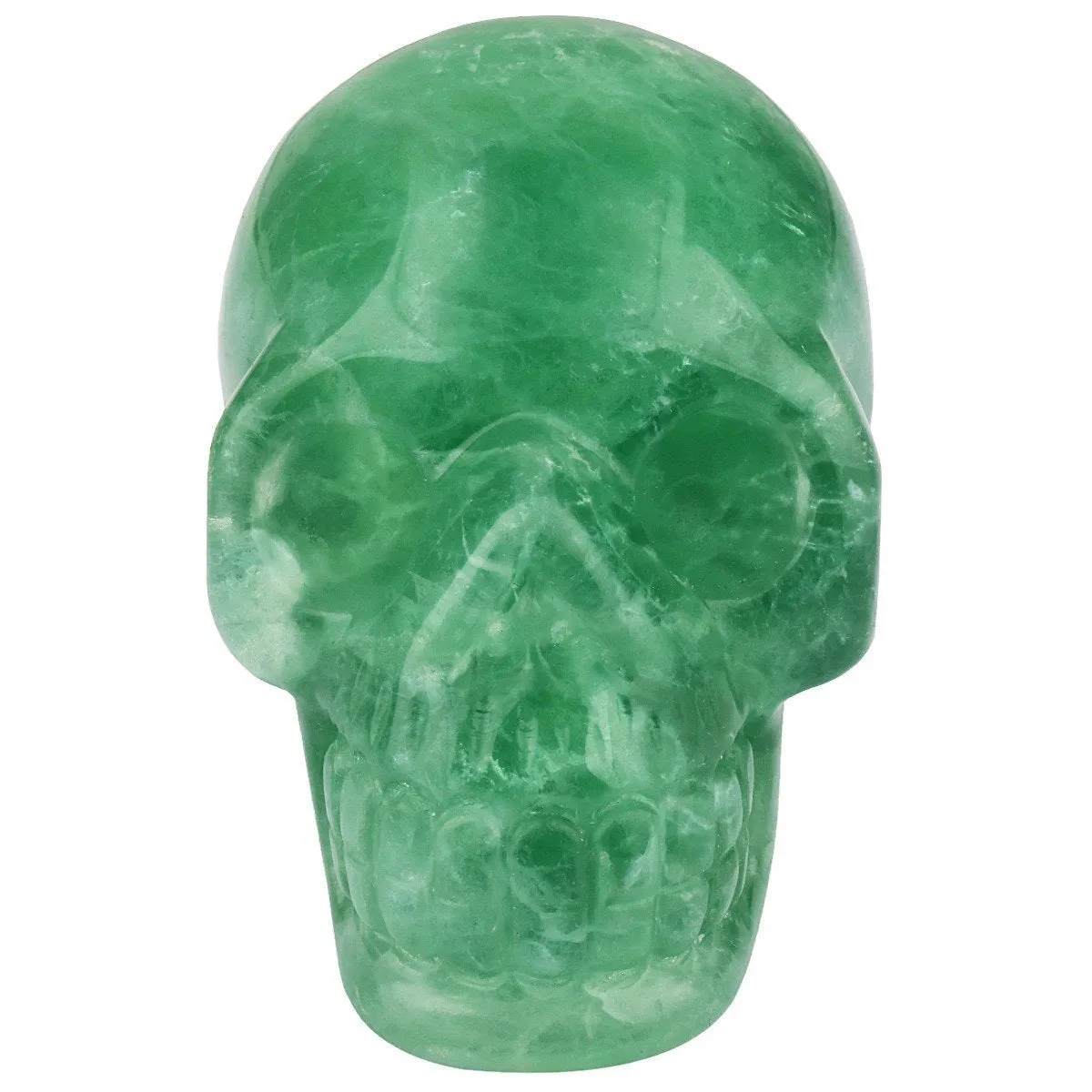 White Whale Healing Crystal Stone Fluorite Human Reiki Skull Figurine Statue Sculptures