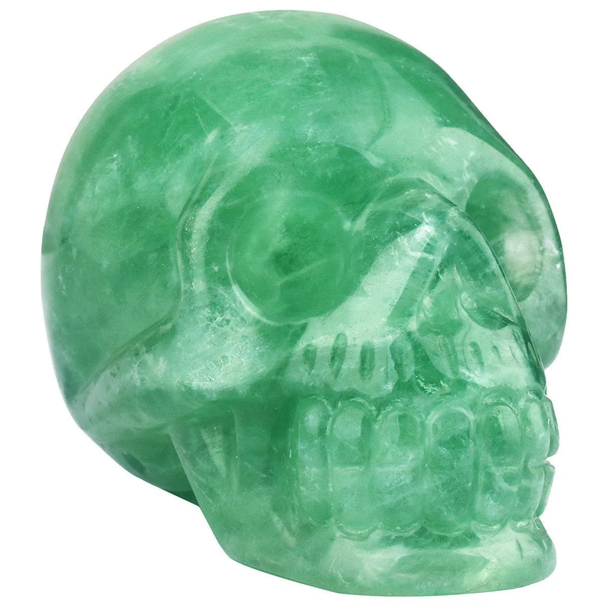 White Whale Healing Crystal Stone Fluorite Human Reiki Skull Figurine Statue Sculptures